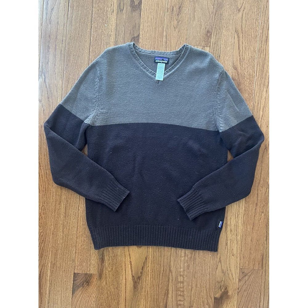 Patagonia Sweater Mens M‎ Brown Lambswool V Neck Pullover Long Sleeve Cozy Earth